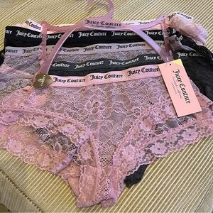 JUICY COUTURE Women’s Cheeky 5 Pack Lace Panties Size L NWT